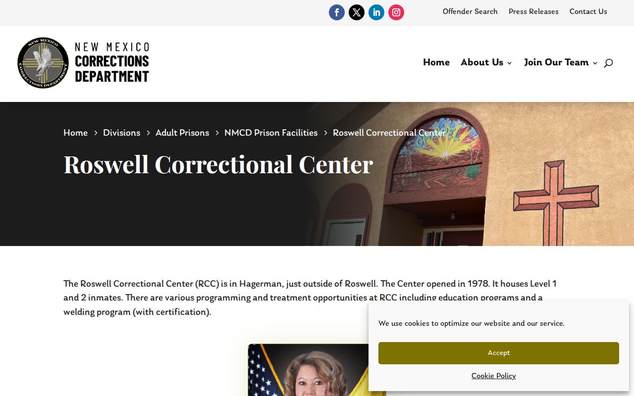 Roswell Correctional Center state prison release information source