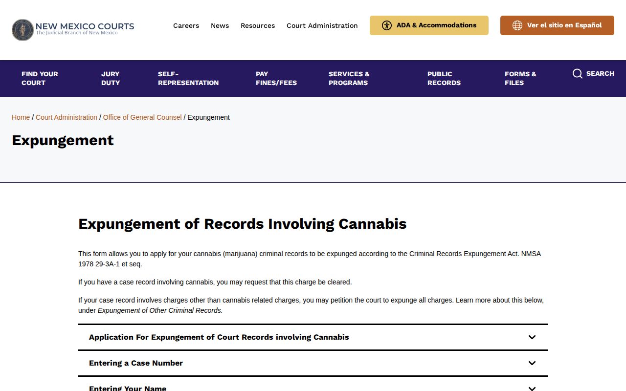 New Mexico Courts expungement information for Chaves County release records