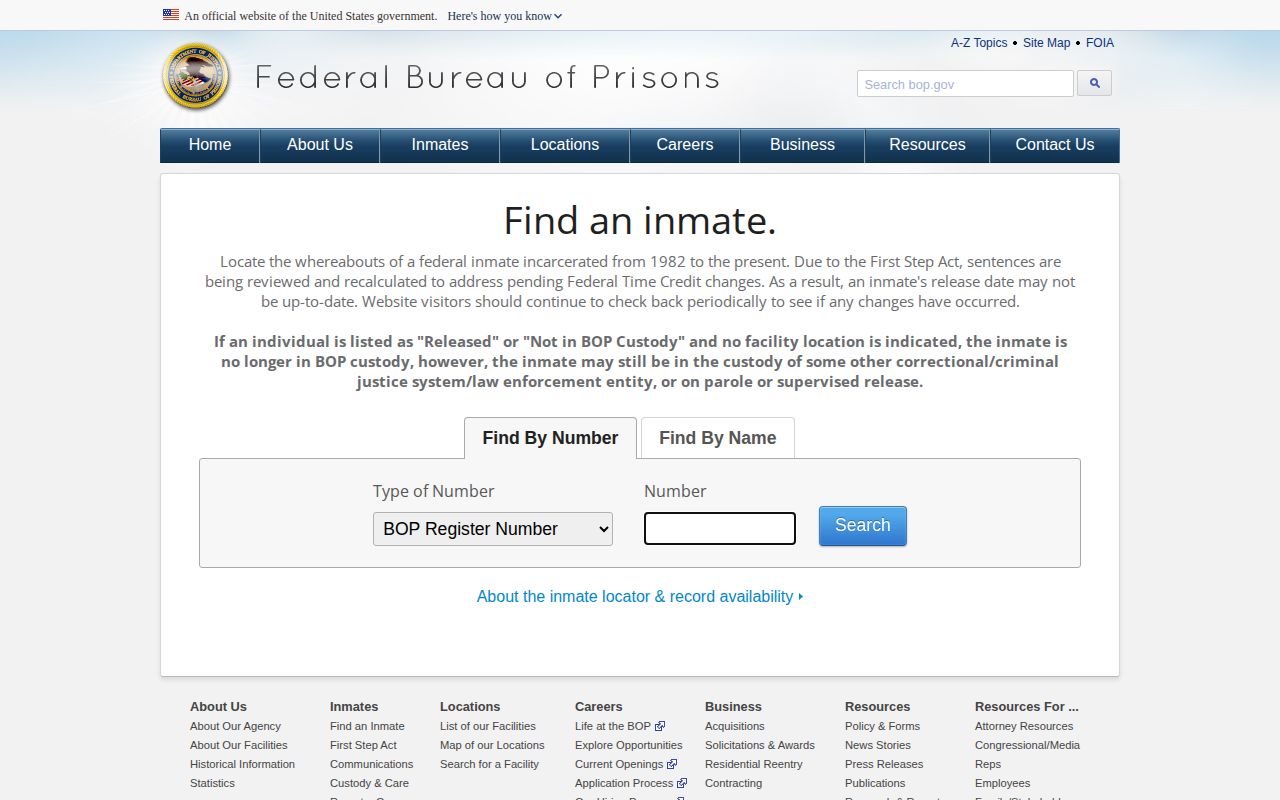 Federal BOP locator for Chaves County release verification