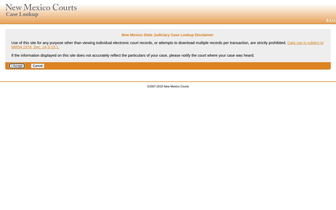 New Mexico court lookup for Chaves County release records